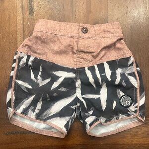 Volcom Girls' Black & Dusty Pink Brush-Print Athletic Shorts